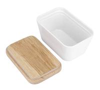 Fydun Beurrier Multifonctionnel avec Couvercle en Hêtre et Couteau à Tartiner - Récipient élégant en Mélamine pour le Stockage du Beurre, Outil de Cuisine pour Trancher et Servir (400#)