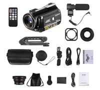 Fydun Caméra Vidéo Numérique 4K, Caméscope 30MP, Zoom 30X IR, écran Tactile LCD IPS de 3.0 Pouces, avec 2 Piles Rechargeables + Objectif Grand Angle