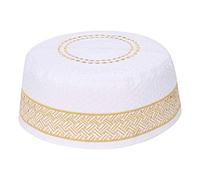 Fydun Chapeau de prière Musulman Homme Chapeau de Broderie Polyester Tissu de Coton mélangé Islam priant Chapeau de tête Masculin(59cm-Jaune)