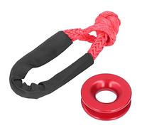 Fydun Corde de Manille Souple Synthétique, Kit D'anneau de Récupération Anneau D'arrachage D'alliage D'aluminium de Corde de Manille Souple Synthétique pour la Récupération de Camion de VTT de(Rouge)