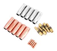 Fydun Kit de Consommables pour Torche de Soudage MIG 15AK, 20 Pièces | avec Pointe de Contact de Buse de Gaz en Laiton et Cuivre et Support de Pointe pour Soudeuse MIG