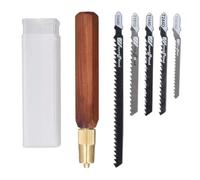 Fydun Kit de Scie à Main pour le Travail du Bois, Manche Hexagonal en Palissandre et 5 Lames de Scie Sauteuse, Petite Mini Scie à Main Manuelle Détachable pour une Coupe Précise