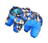 Fydun Pet Dog Hiver Garder Au Chaud Coupe-Vent Vêtements Vêtements Quatre Jambes Dos Fermeture Éclair Bleu Camouflage18# pour Les Familles (10#)
