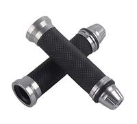 Fydun Poignées de Guidon Universelles Antidérapant en Caoutchouc Aluminium pour Moto 7/8" 22mm (Titane)