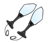 Fydun Rétroviseur, Rétroviseurs de Moto de 2 Pcs Avec les Lumières Clignotantes de LED(Noir)