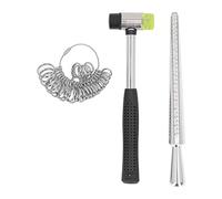Fydun Sizer Kit D'outils de Mesure Bijoux | Mandrin Jauge Doigt Sizer Caoutchouc Marteau Métal Dimensionnement Bâton pour la Fabrication de Bijoux Bricolage Réparation