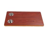 Fydun Table de Camping-Car en Bois Massif avec 2 Porte-gobelets en Acier Inoxydable pour Remorque, Camping-Car, Yacht