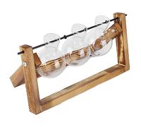 Fydun Terrarium Végétal avec Support en Bois Vase en Verre Jardinière en Verre de Bureau pour la Décoration de Bureau à Domicile pour Les Familles (Casier rétro + Trois