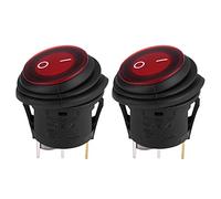 Fydun Thumb Switch 2pcs Étanche LED Light Switch12V 20A Interrupteur Rond Taille D'ouverture 20MM Rond À Bascule À Bascule Mini Interrupteur Pour Voiture Auto Bateau 3 Goupilles Noir Et Rouge