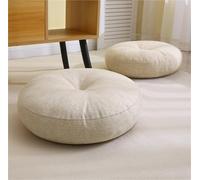 FYDZ Coussin rond tatami de style japonais en coton épais et lin pour s'asseoir au sol, futon de balcon, coussin de siège de fenêtre (beige, 40 x 13 cm (non amovible)