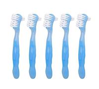 Fyearfly 5pcs Dentier Brush Set Professionnel Voyage Portable Double Face Fausse Dents Brosse De Nettoyage pour Personnes Âgées (Bleu)