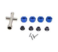 Fyearfly Adaptateurs de roue RC en aluminium de 12 mm, améliorent la stabilité, installation facile, bleu foncé, comprend une clé cruciforme, mise à niveau durable de voiture télécommandée