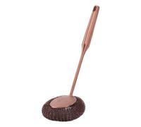 Fyearfly Brosse à récurer en laine d'acier à long manche pour un nettoyage en profondeur, brosse en acier inoxydable, idéale pour les casseroles, poêles, grills, or rose