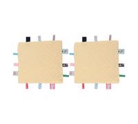 Fyearfly Couverture de sécurité avec étiquettes pour nourrissons, 2 pièces, en pur coton, particules 3D, développement sensoriel, confort pour bébé, avec étiquettes colorées (jaune)