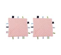 Fyearfly Couverture de sécurité avec étiquettes pour nourrissons, 2 pièces, en pur coton, particules 3D, développement sensoriel, confort pour bébé, avec étiquettes colorées (Rose)