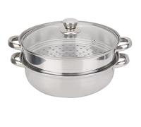 Fyearfly Cuiseur vapeur à 2 couches en acier inoxydable de 27 cm, cuiseur polyvalent pour soupe et cuisson à la vapeur
