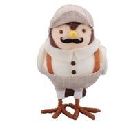 Fyearfly Décoration de table en forme d'oiseau debout - Détective barbu - Décoration de table mignonne en tissu - Figurine d'oiseau - Décoration d'intérieur, étagère, cheminée, bureau,