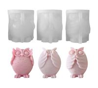 Fyearfly Ensemble de moules à bougies en silicone en forme de hibou - Savon animal 3D à faire soi-même, décoration en plâtre - Motif trio de hiboux unique (voir, entendre, parler)