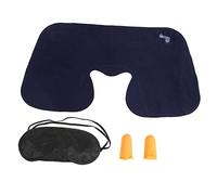 Fyearfly Ensemble d'oreillers de voyage gonflables, Support de cou confortable et Portable, cache-yeux, bouchons d'oreilles pour avion, voiture, bureau, Camping, flocage en Polyester