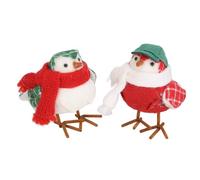 Fyearfly Figurine d'oiseau debout, Adorable écharpe de chapeau vert, modèle Animal mignon pour la maison, le bureau, décoration en Fiber de coton et de Polyester