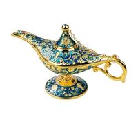 Fyearfly Genie Lampe de lumière, mini lampe miraculeuse Aladdin en métal sculpté, décoration génie lampe à huile pour décoration (Phnom Penh Blue)