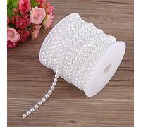 Fyearfly Guirlandes de Perles en Fausse Perle - 25M/Rouleau Double Ligne de Coton Imitation Demi Perles Rondes Perles Guirlande de Chaîne pour la Décoration de la Maison de Noce(Blanc Pur)