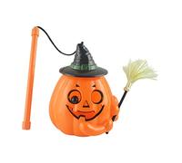 Fyearfly Lampe citrouille d'Halloween avec balai, lanterne LED Jack-o-Lantern lueur et son alimentée par piles pour Halloween, fête en plein air, décoration de jardin