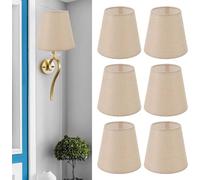 Fyearfly Lin Abat Jour à Pince, Lot De 6 Abat Jour pour Le Salon, Abat Jour à Tambour pour Lampes De Table, Lampadaire, Applique Murale (5,5 X 3,7 X 5,1 Pouces)