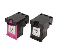 Fyearfly Lot de 2 cartouches d'encre 64XL pour impression aux couleurs vives, haut rendement pour des textes nets et des graphiques éclatants, compatibles avec les appareils Envy Photo 6200, 7100