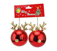 Fyearfly Lot de 2 décorations de Noël en forme d'élan or rose avec boule de flocon de neige, décoration à suspendre en plastique pour arbre, maison, fête, mariage, bureau