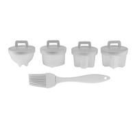 Fyearfly Lot de 4 cuiseurs à œufs en plastique, moule à pudding facile avec pinceau à huile, anti-adhésif, gris
