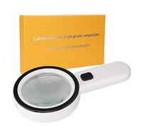 Fyearfly Loupe à main grossissement 30x lentille en verre optique double couche avec 12 lumières LED loupe éclairée portable pour les collectionneurs âgés lisant des antiquités matériau ABS