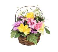 Fyearfly Marguerite gerbera artificielle dans un panier tissé, plante en pot de fleurs en soie pour décoration d'intérieur, centre de table, mariage, bureau