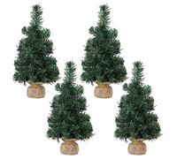 Fyearfly Mini sapin de Noël de 30 cm avec base en toile de jute, décoration de table en PVC artificiel pour la maison, le bureau, la cheminée et le rebord de fenêtre