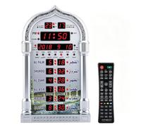 Fyearfly Musulmane Azan Horloge de Prière, Horloge de Prière Islamique Automatique LCD, Maison/Bureau/Mosquée, Horloge Décorative Digitale Murale/Bureau (Télécommande + Prise EU)