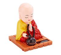 Fyearfly Ornements Maitreya Feng Shui, Statues solaires de Bouddha Petit Moine Sculptures bouddhistes Ornements de Voiture pour la décoration de Bureau de Bureau à Domicile(Rouge)