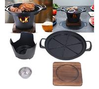 Fyearfly Poêle à barbecue coréenne, poêle à charbon, poêle à barbecue, gril intérieur sans fumée, mini gril à charbon, pour voyage de pique-nique de camping extérieur intérieur