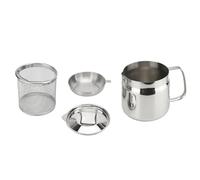 Fyearfly Pot de filtre à huile en acier inoxydable 304, récipient à graisse multifonctionnel, 1,5 l, stockage facile de l'huile, utilisation en camping et en cuisine