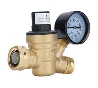 Fyearfly Régulateur de Pression de l'eau des Caravanes, Soupape de Pression d'eau RV 3/4 Pouces avec Jauge, Cuites en Laiton + Tuyau en Acier Inoxydable, pour VR, Véhicule de Camping,