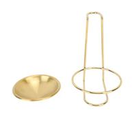 Fyearfly Support de louche à soupe en acier inoxydable, repose-cuillère facile d'accès, support doré avec assiette pour ustensiles de cuisine, empêche le désordre et économise de l'espace