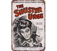 FYELVO Affiche décorative en métal du film The Sinister Urge - Décoration murale pour salon, café - 30,5 x 20,3 cm