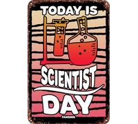 FYELVO Affiche rétro en métal « Today Is Scientist Day » - Décoration de grotte - 20,3 x 30,5 cm
