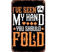 FYELVO Poker Pokerface All In Metal Art of Writing Tin Sign Retro Garage Signs Movie Posters Sign Man Cave Decor 20,3 x 30,5 cm