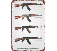 FYELVO Poster « Evolution of the AK47 » - Rétro - Amusant - En métal - Décoration murale d'extérieur - 20,3 x 30,5 cm