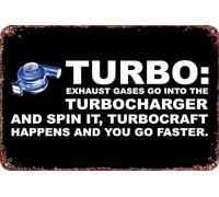 FYELVO Turbo Boost Turbocompresseur t Metal Art of Writing Tin Sign Retro Garage Signs Movie Posters Sign Man Cave Decor 20,3 x 30,5 cm