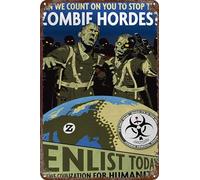 FYELVO World at War Zombie Poster Game Retro Funny Metal Sign Sign Tin Sign Tin Signs, Outdoor Home Wall Decoration 20,3 x 30,5 cm