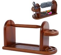 Fyeme Dérouleur de laine en bois - Support de pelote de laine rotatif - Base stable - Roulement à billes - Cadeau de crochet avec étagère de rangement avec tournevis et vis (C)