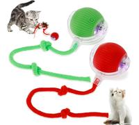 Fyeme Jouet interactif pour chat électrique avec charge USB 3 modes Chewie Rolling Ball intelligent Pauses planifiées Jouet mobile pour chat Peut changer automatiquement de direction (rouge B + vert)