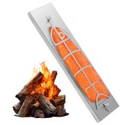 Fyeme Planche à saumon flambé en acier inoxydable 51 x 11,5 x 3 cm pour brasero rotatif à 180 ° lavable ne rouille pas Planche à saumon flammé Convient pour foyers, barbecues sphériques, activités de