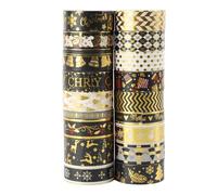 Fyfjur 18 Rouleaux Masking Tape Noel, Ruban Adhésif Décoratif, Washi Tape Noel pour Scrapbooking, Travaux Manuels, Emballage Cadeau (5mm/10mm/15mm/20mm)